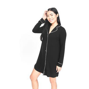 Black CloudLuxe Nightshirt for babies, soft and stylish top for comfortable sleep and play.
