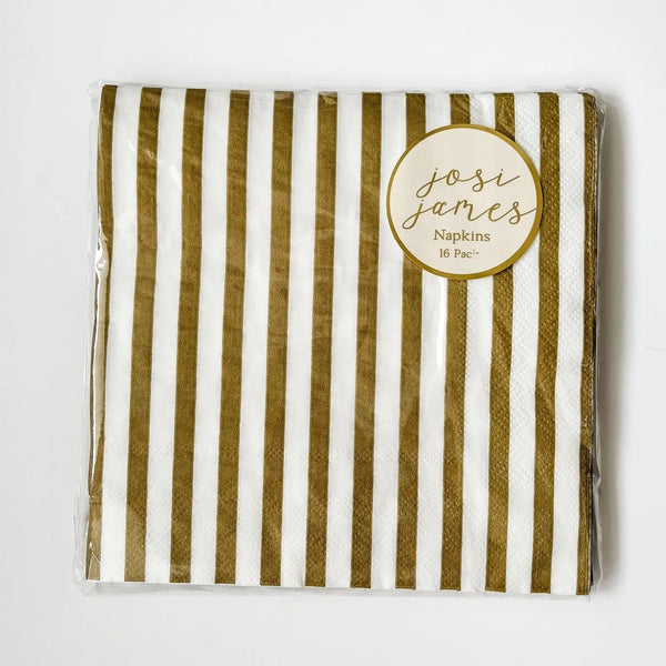 Matte Gold Striped Large Disposable Paper Napkins (16pcs)