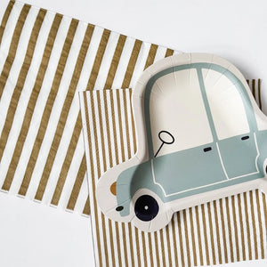 Matte Gold Striped Large Disposable Paper Napkins (16pcs)