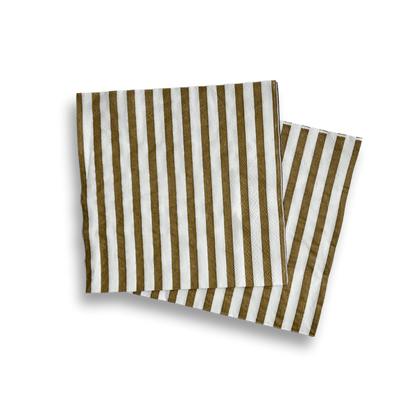 Matte Gold Striped Large Disposable Paper Napkins (16pcs)