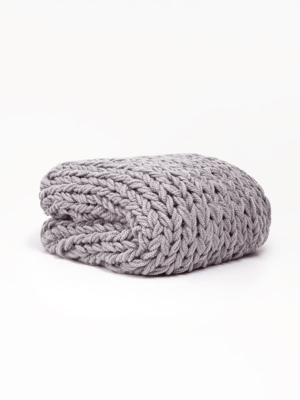 Chunky Knit Blanket in Pale Mauve