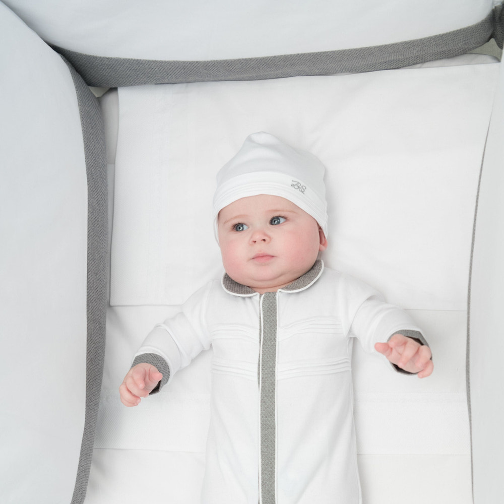 MON BEAU TROUSSEAU | Boys White & Grey Cotton Bed Bumper
