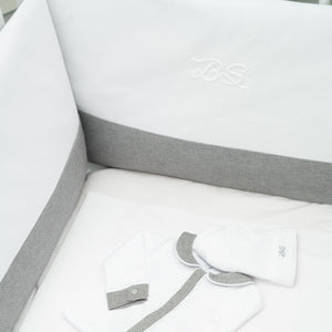 MON BEAU TROUSSEAU | Boys White & Grey Cotton Bed Bumper