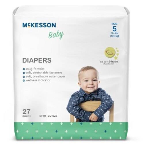McKesson Baby Diapers Size 5 in a diaper bag, ideal for keeping your baby dry and comfortable.