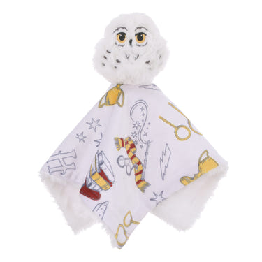 NoJo Warner Bros Harry Potter Hedwig Owl White, Gold and Red Super Soft Security Baby Blanket