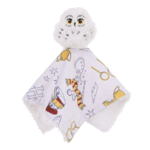 NoJo Warner Bros Harry Potter Hedwig Owl White, Gold and Red Super Soft Security Baby Blanket