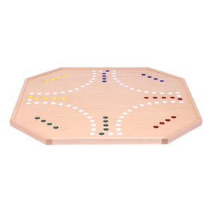Wooden Marble Chase Board Game Set - 25" Wide Board - Double-Sided