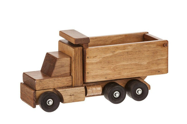 Amish Toy Box Wooden Dump Truck Large 15"L and Small 7"L
