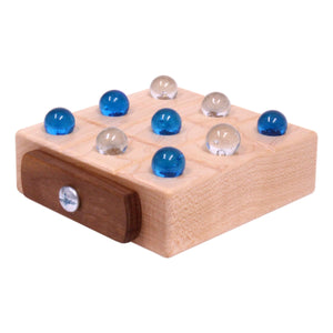 Amish Toy Box Wooden Marble Tic Tac Toe Game 4" Board 10 Marbles