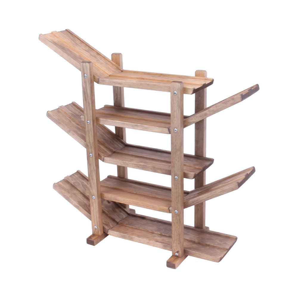 Amish-made handcrafted wooden car roller racetrack toy for kids, promoting imaginative play and fine motor skills.