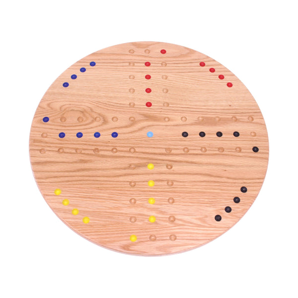 Round Aggravation Game Board Set - Solid Oak Wood - Double-Sided
