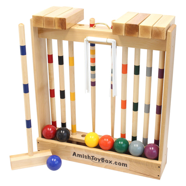 Family Tradition Croquet Set, 8-Player Wooden Croquet Game