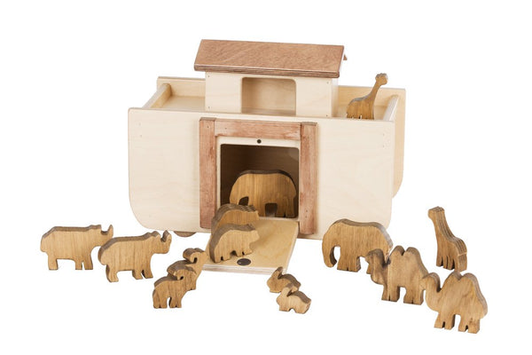 Amish Toy Box Wooden Noah's Ark Toy 14 Animals Harvest or Walnut