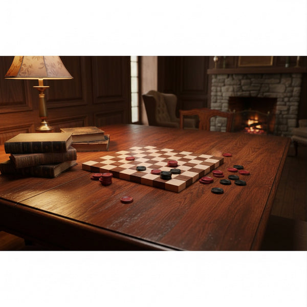 Maple/Walnut Hardwood Chess and Checkers Wooden Game Board