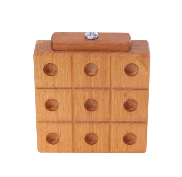Wooden Marble Tic Tac Toe Game with Built-in Storage for Marbles