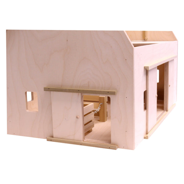 Amish-Made Large Wooden Hip-Roof Barn Toy, Unfinished