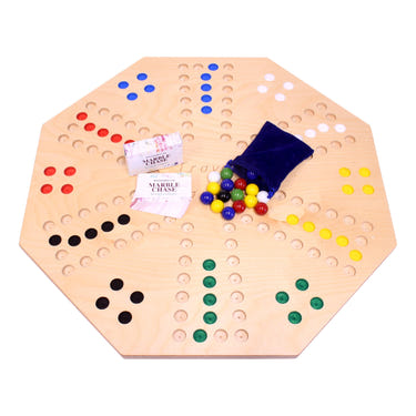 Travel Marble Chase Board Game Set - Double-Sided 23" Wide Board for family fun and entertainment.