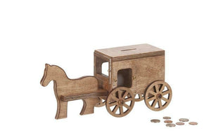 Amish-Made Wooden Horse & Buggy Penny Piggy Bank
