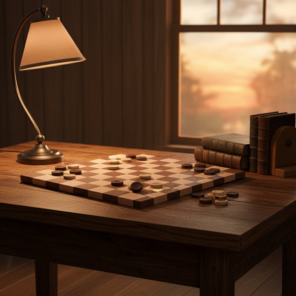 Maple/Walnut Hardwood Chess and Checkers Wooden Game Board