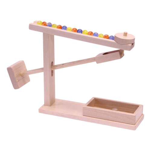 Wooden Marble Roller Machine Toy, Child-Safe Maple/Walnut Finish