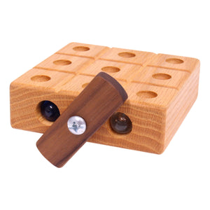 Amish Toy Box Wooden Marble Tic Tac Toe Game 4" Board 10 Marbles