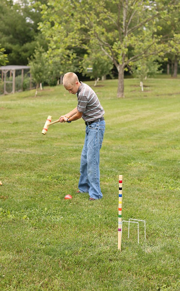 Deluxe 6-Player Maple Wood Croquet Set with Wooden Holder