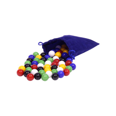 Bag of 60 glass marbles for Chinese checkers, 5/8" diameter, perfect for games and puzzles.