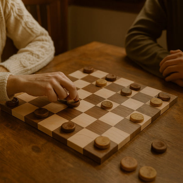 Maple/Walnut Hardwood Chess and Checkers Wooden Game Board