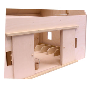 Amish-Made Large Wooden Hip-Roof Barn Toy, Unfinished