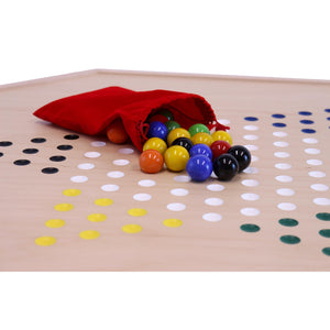 Aggravation and Chinese Checkers Combo Game Board Set - 25" Wide - Maple Wood - with Large 1" Marbles and Dice