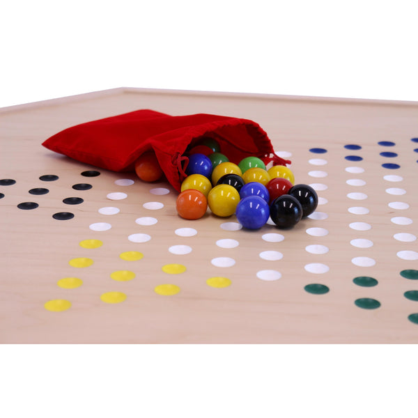 Aggravation and Chinese Checkers Combo Game Board Set - 25" Wide - Maple Wood - with Large 1" Marbles and Dice
