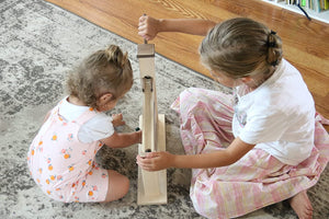 Amish Toy Box Wooden Marble Pump Toy Walnut Natural 13x15x3.5
