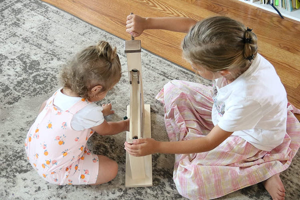 Amish Toy Box Wooden Marble Pump Toy Walnut Natural 13x15x3.5