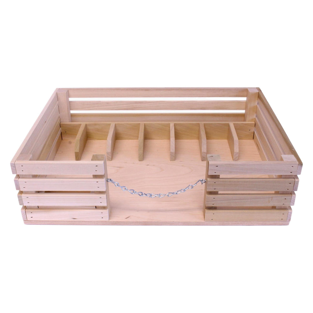 Amish-made wooden mini stockyard toy with 7 stalls, perfect for imaginative farming play.