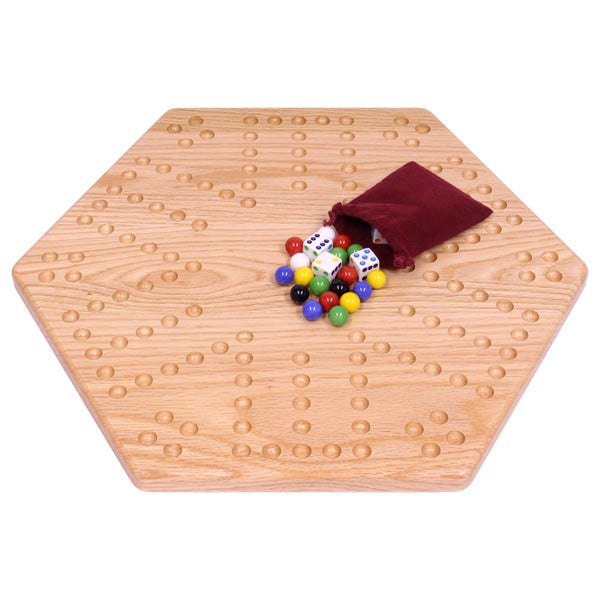 Solid Oak 16" Wide Aggravation Game Board, Unpainted Holes, Double-sided