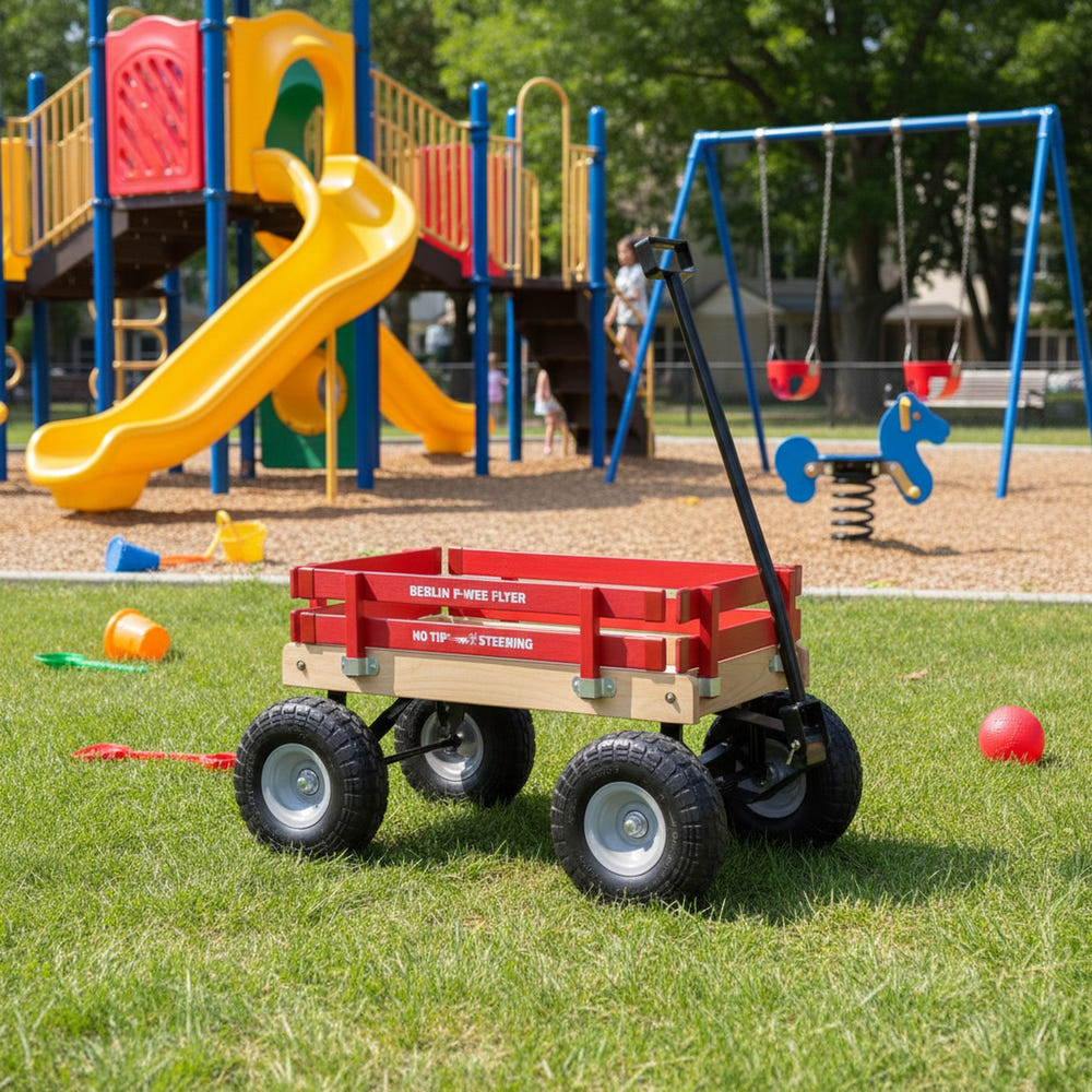 Amish Toy Box Berlin Big-Foot Pull Behind Wagon 10 inch Tires