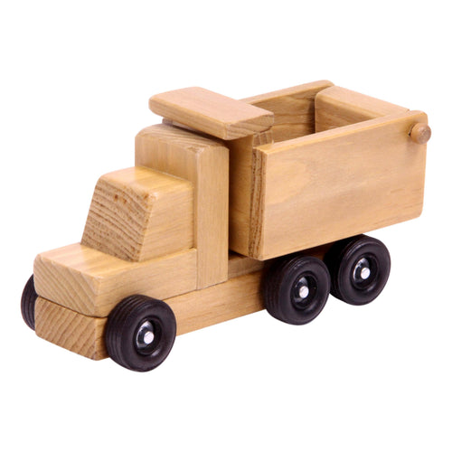 Amish Toy Box Wooden Dump Truck Large 15"L and Small 7"L