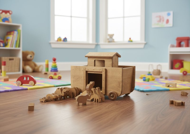 Amish Toy Box Wooden Noah's Ark Toy 14 Animals Harvest or Walnut