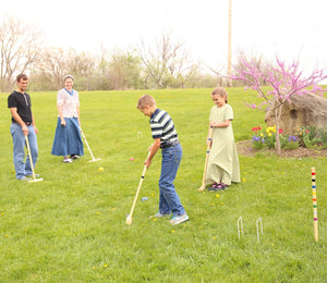 Deluxe 6-Player Maple Wood Croquet Set with Wooden Holder