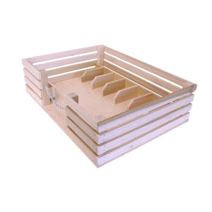 Amish-made wooden mini stockyard toy with 7 stalls, perfect for imaginative farming play.