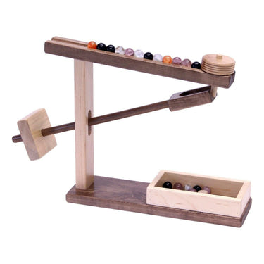 Wooden Marble Roller Machine Toy, Child-Safe Maple/Walnut Finish