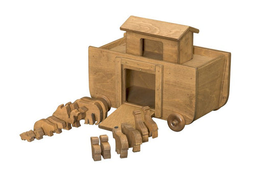 Amish Toy Box Wooden Noah's Ark Toy 14 Animals Harvest or Walnut