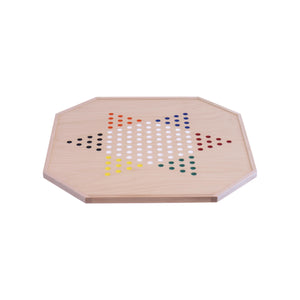 Aggravation and Chinese Checkers Combo Game Board Set - 25" Wide - Maple Wood - with Large 1" Marbles and Dice