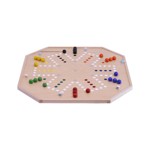 Aggravation and Chinese Checkers Combo Game Board Set - 25" Wide - Maple Wood - with Large 1" Marbles and Dice