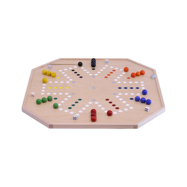 Aggravation and Chinese Checkers Combo Game Board Set - 25" Wide - Maple Wood - with Large 1" Marbles and Dice