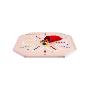 Aggravation and Chinese Checkers Combo Game Board Set - 25" Wide - Maple Wood - with Large 1" Marbles and Dice