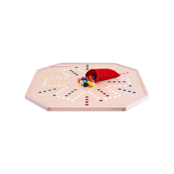 Aggravation and Chinese Checkers Combo Game Board Set - 25" Wide - Maple Wood - with Large 1" Marbles and Dice