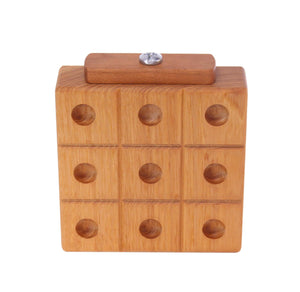 Wooden Marble Tic Tac Toe Game with Built-in Storage for Marbles