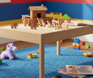 Noah's Ark Wooden Playset with 13 Animals, Removable Roof and Ramp
