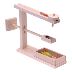 Wooden Marble Roller Machine Toy, Child-Safe Maple/Walnut Finish